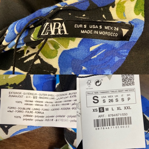 New Zara Floral Print One Sleeve Asymmetrical Cropped Too Size Small - Picture 15 of 16